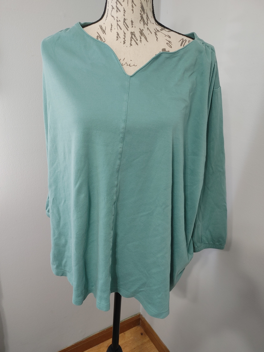 Lands' End Mint Green Notch-Neck Long 3/4 Sleeve Tee 2x